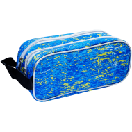 Penar școlar, 2 compartimente, neechipat, textil, model artist, albastru, 21x10x7.5 cm